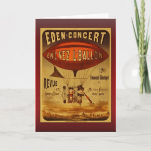 Carte Vintage Eden Concert Hot Air Balloon Salutations