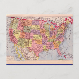 Carte vintage, États-Unis vers 1920