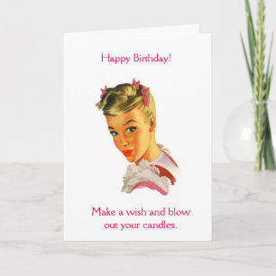 Carte Vintage - Faites un voeu pour votre anniversaire,