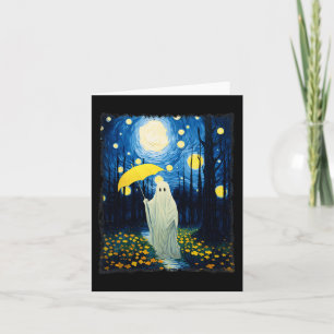 Carte Vintage Fantôme D'Halloween Dans La Forêt Van Gogh