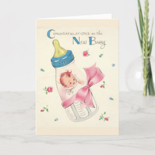 Carte Vintage - Félicitations pour le nouveau bébé,