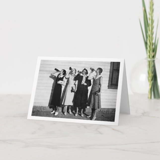 Carte Vintage - Femmes Boire Du Vin, (Devant)