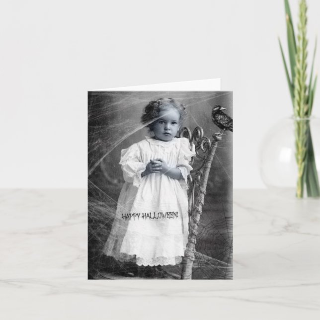 Carte Vintage fille, Halloween (Devant)
