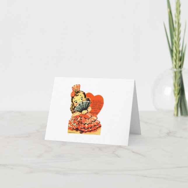 Carte Vintage Flamenco Girl Valentine (Devant)