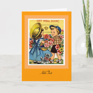 Carte vintage fleurs pour enfants qui se rétabliss