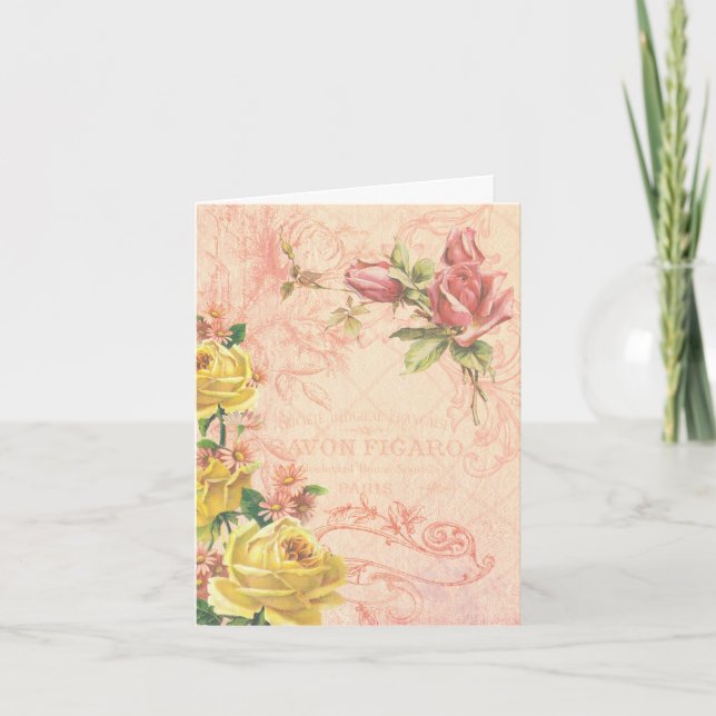 Carte Vintage floral blanc chic (Devant)