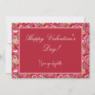 Carte vintage Floral Heart Valentine's Day Card