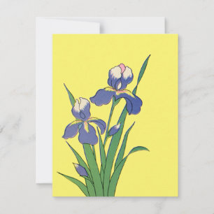 Carte Vintage Floral, Purple Spring Garden Fleurs d'Iris