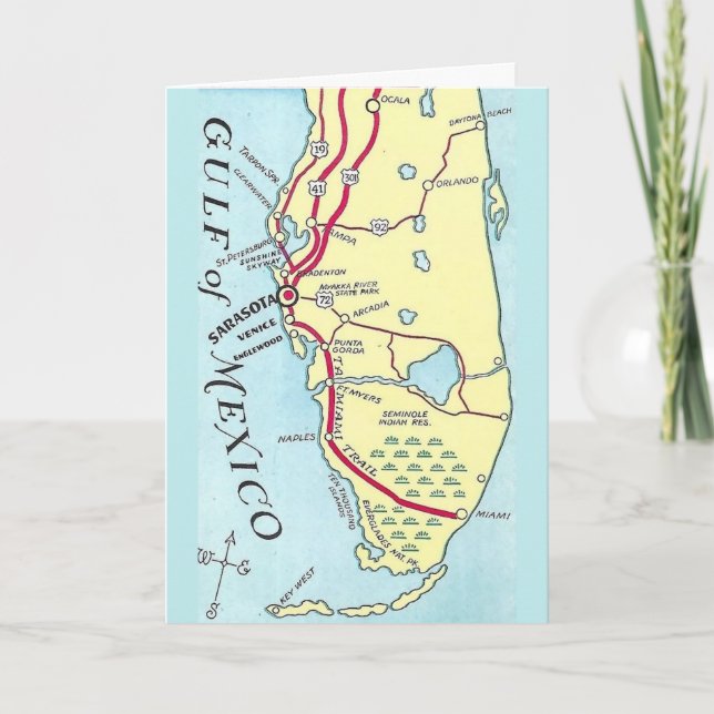 Carte vintage Florida West Coast (Devant)