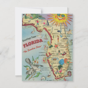 Carte vintage Floride Déplacement / Déplacement Ca