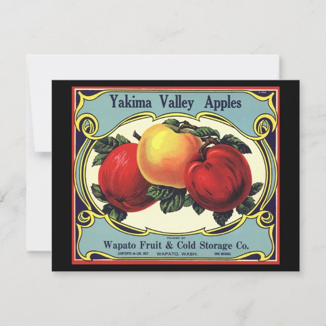 Carte Vintage Fruit Crate Étiquette Art Yakima Valley Po (Devant)