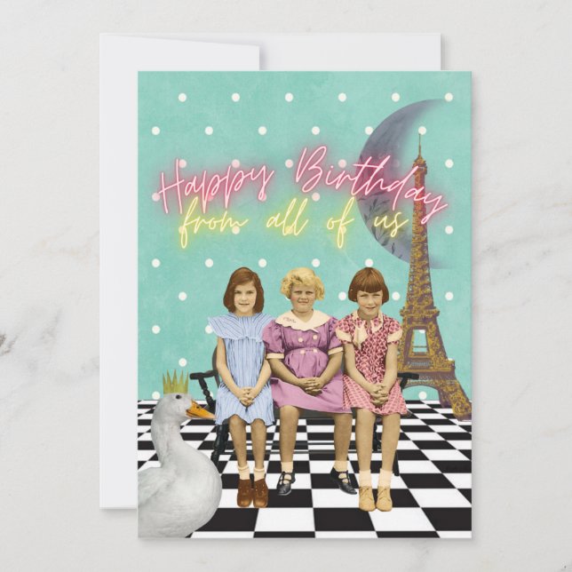 Carte Vintage Funky Group Voeux d'anniversaire (Devant)