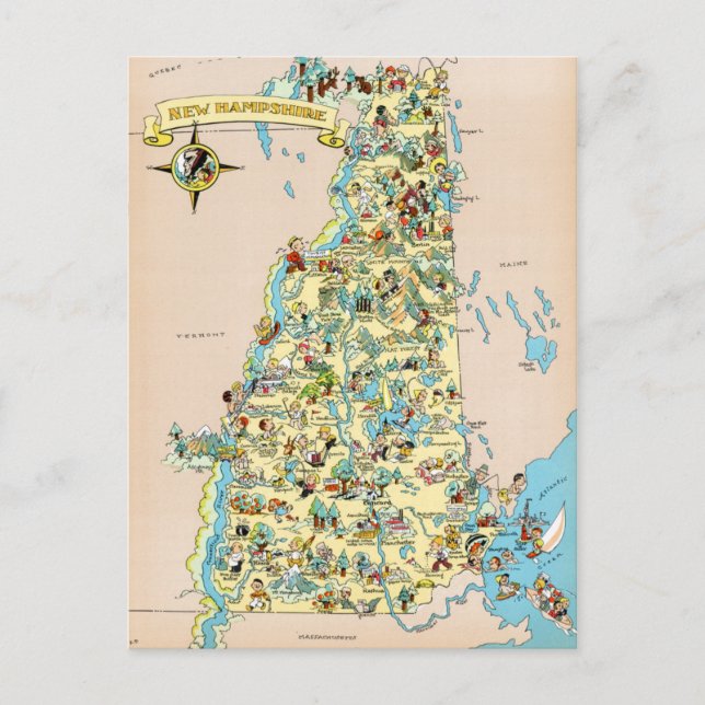 Carte Vintage Funny du New Hampshire (Devant)