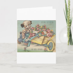 Carte Vintage Get Well Chien Avec Étrier