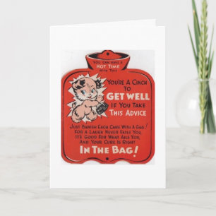 Carte Vintage Get Well - Sac À Eau Chaude Souhaite,