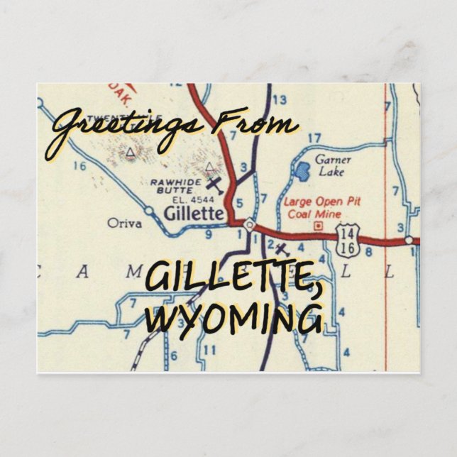 Carte Vintage Gillette Wyoming (Devant)