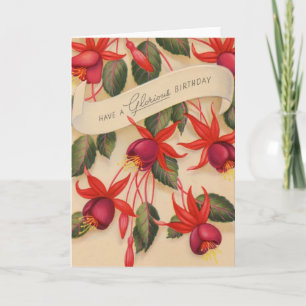 Carte Vintage glorieuse joyeuse fleur d'anniversaire