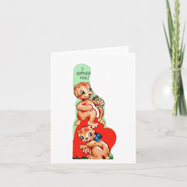 Carte Vintage Gopher Valentine (Devant)