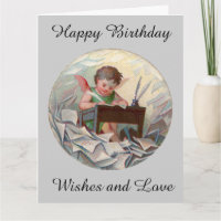 Vintage Grand Anniversaire Angel Écriture enfant a
