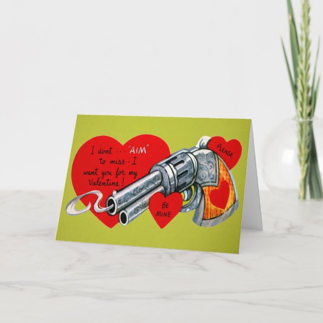 Carte vintage Gun Valentine's Day (Devant)