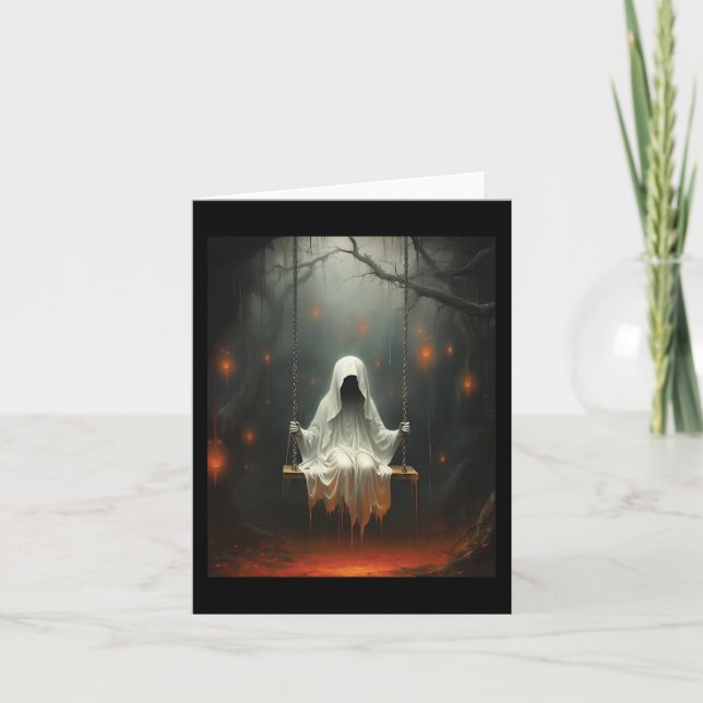 Carte Vintage Halloween Costume Fantôme Swing (Devant)