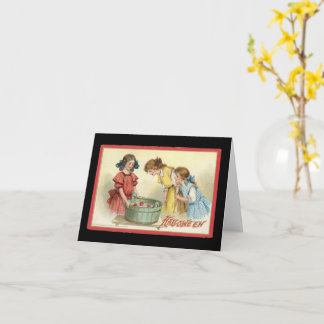 Carte Vintage Halloween Girls Bobbing for Apples