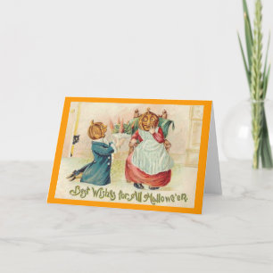 Carte Vintage Halloween Jack o'Lantern Couple Card