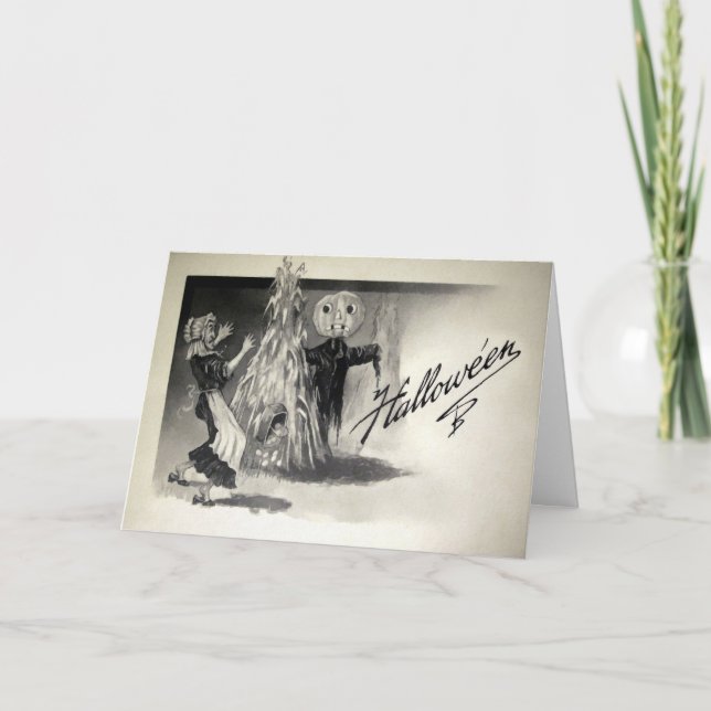Carte vintage Halloween Scarecrow (Devant)