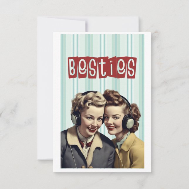 Carte Vintage Happy Galentine's Day Bestie (Devant)
