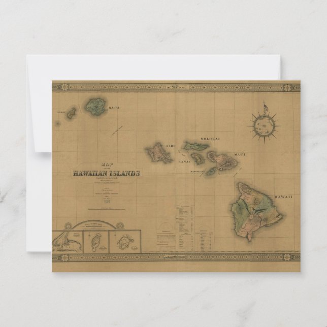 Carte Vintage Hawaï 1876 - Îles Hawaï (Devant)