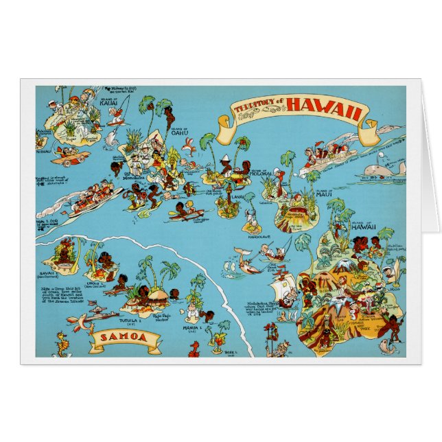 Carte Vintage Hawaii drôle (Devant horizontal)