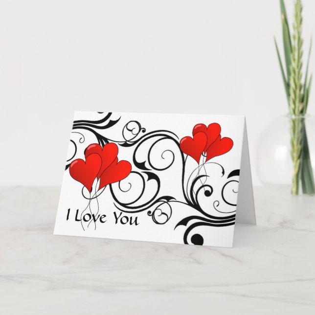 Carte Vintage heart-ballons - Customized (Devant)