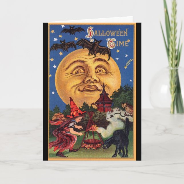 Carte Vintage - Heure d'Halloween, (Devant)