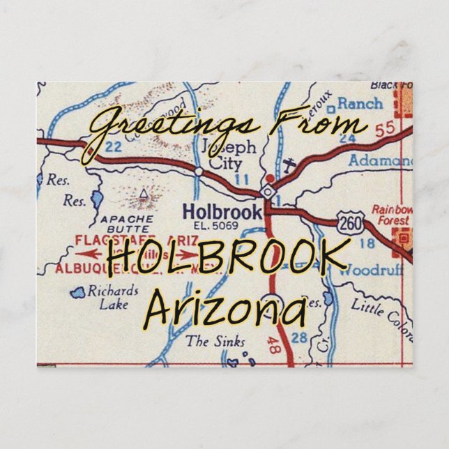 Carte Vintage Holbrook AZ (Devant)