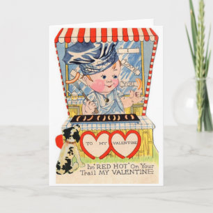 Carte vintage Hot Dog Stand Valentine's Day Card