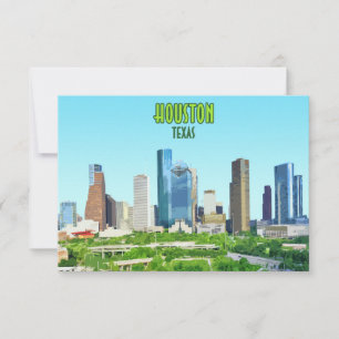 Carte Vintage Houston Texas Downtown