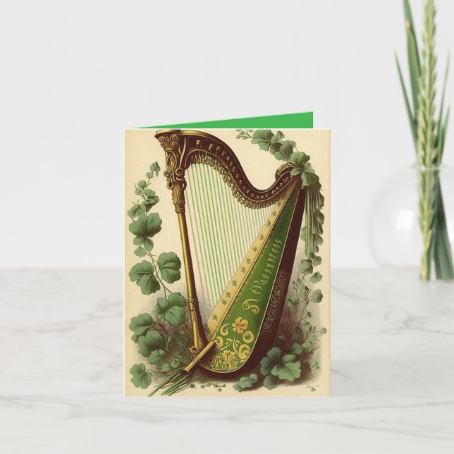 Carte vintage Irish Harp Holiday (Devant)