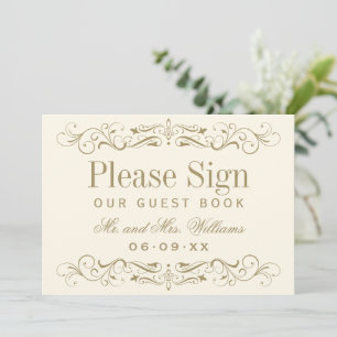 Carte Vintage ivoire Antique Flourish Mariage Livre d'in