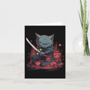 Carte Vintage japonais Samurai Ninja Chat Tattoo Kawaii