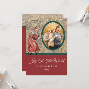 Carte vintage Joy to the World Santa Claus