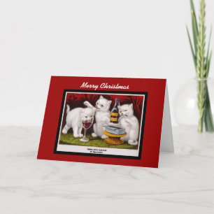 Carte Vintage Joyeux Noël Jolly Kittens