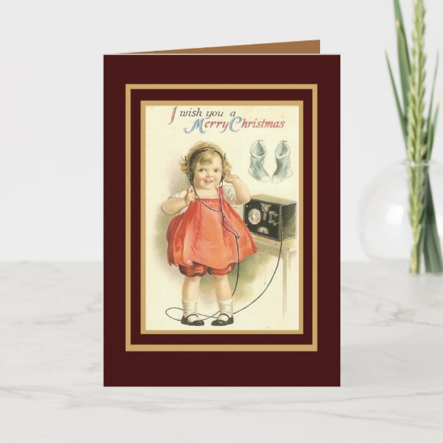 Carte vintage Joyeux Noël Petite fille (Devant)