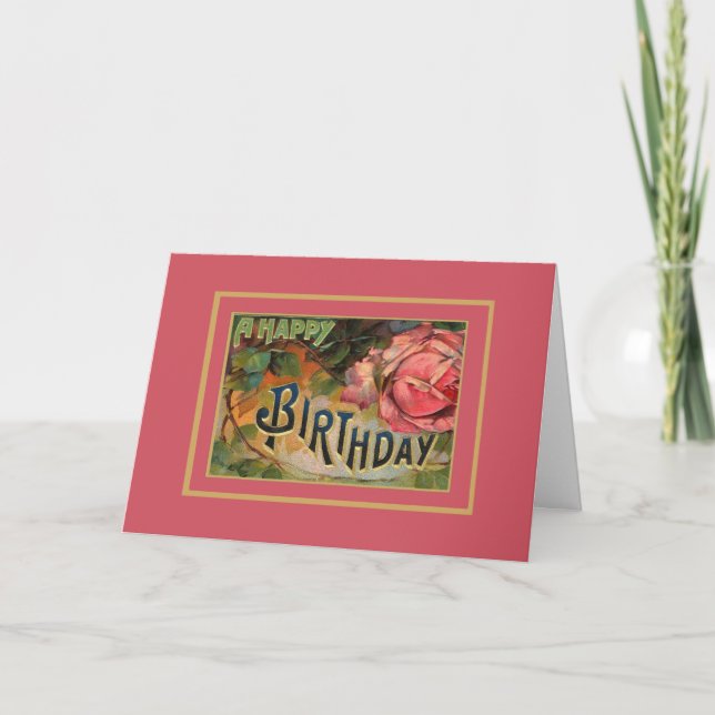 Carte Vintage Joyeux voeux d'anniversaire (Devant)