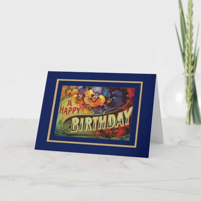 Carte Vintage Joyeux voeux d'anniversaire (Devant)