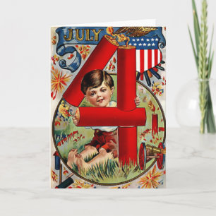 Carte Vintage July 4th Greeting Card