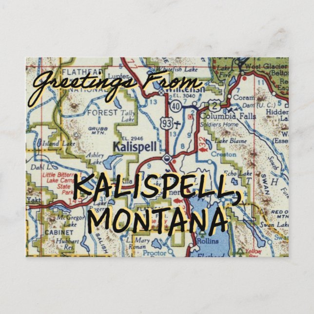 Carte Vintage Kalispell MT (Devant)