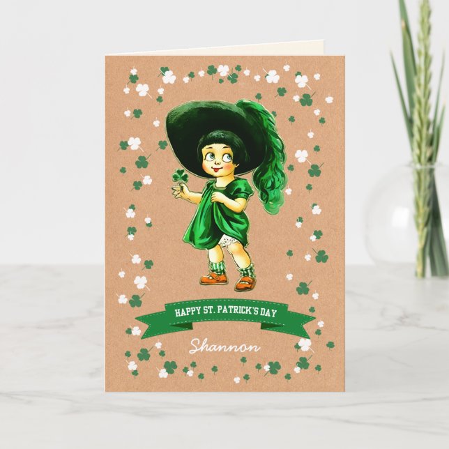 Carte Vintage Little Irish Girl St. Patrick's Day Card (Devant)