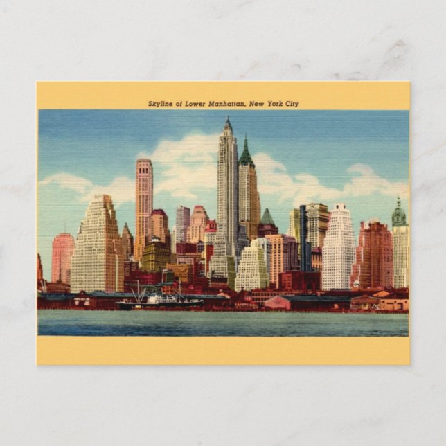 Carte vintage Lower Manhattan Skyline (Devant)
