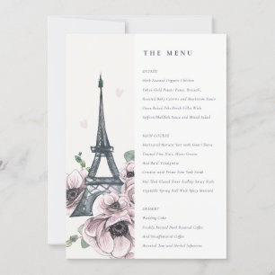 Carte vintage Mariage Floral Tour Eiffel