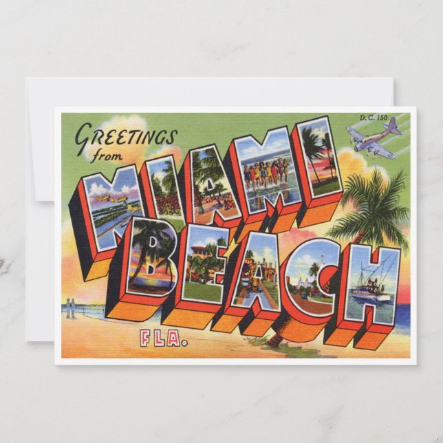 Carte Vintage Miami Beach (Devant)